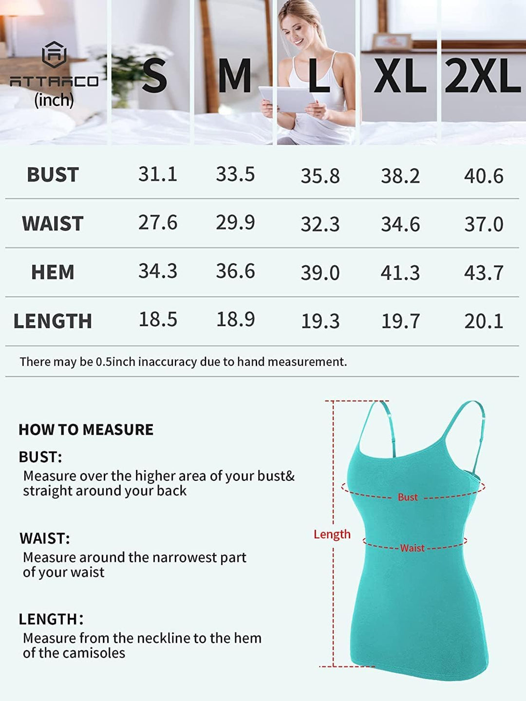 Attraco 2er Pack Damen Baumwolle Tank Top mit Regal BH Unterhemd Verstellbarer breiter Riemen Camiso