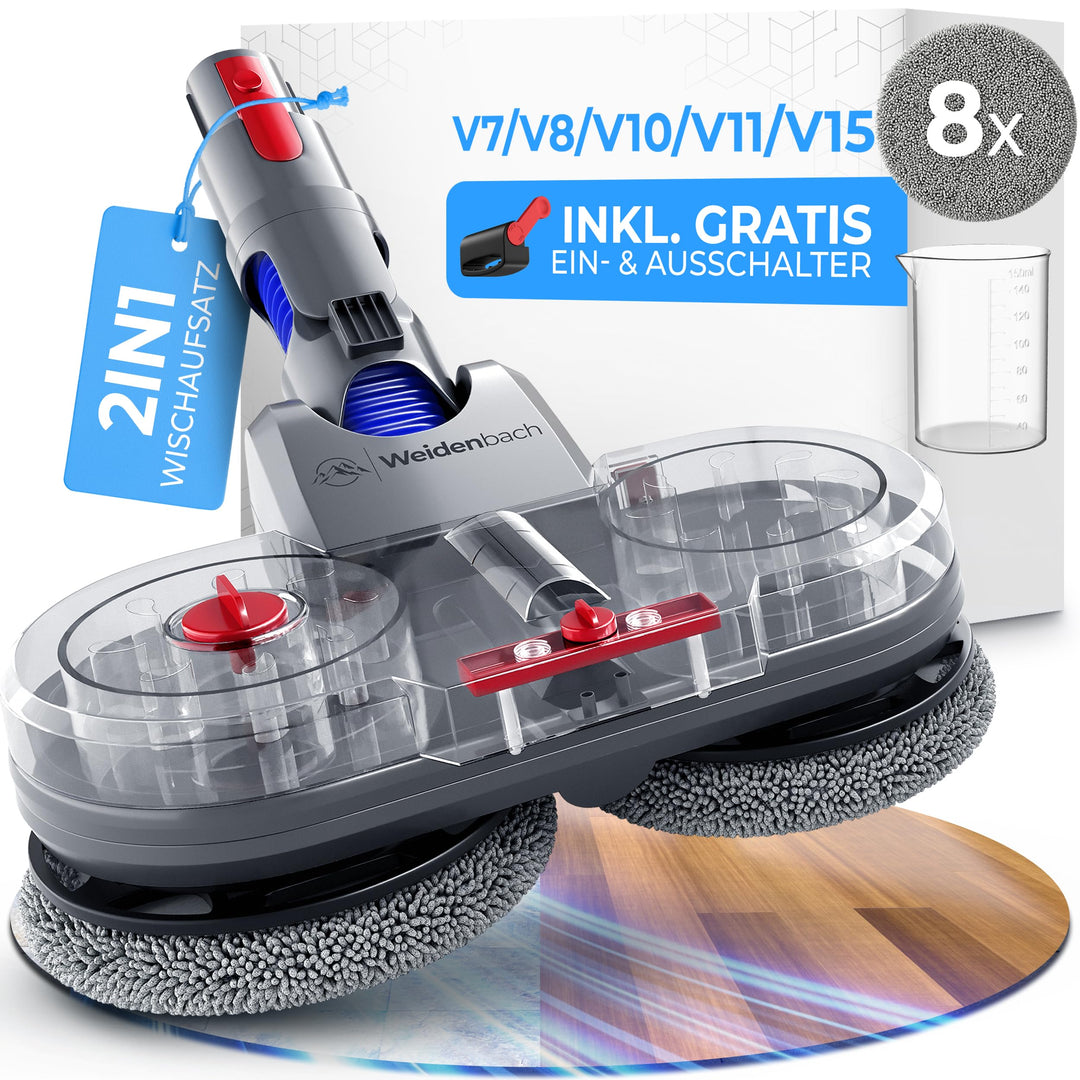 Weidenbach Wischaufsatz für Dyson V7/V8/V10/V11/V15/Gen5 - elektrisch Staubsauger - Wischmop Aufsatz