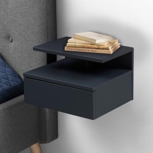 AC Design Furniture Fia Nachttisch mit 1 Schublade in Dunkelgrau, 1 Stück, Wandschrank im Minimalist