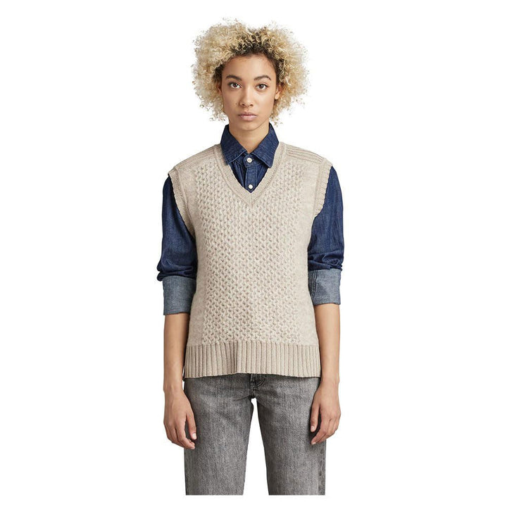 G-STAR RAW Damen Structure Loose Knitted Pullunder Knits S Beige (Brown Rice D22405-c928-d309), S Be