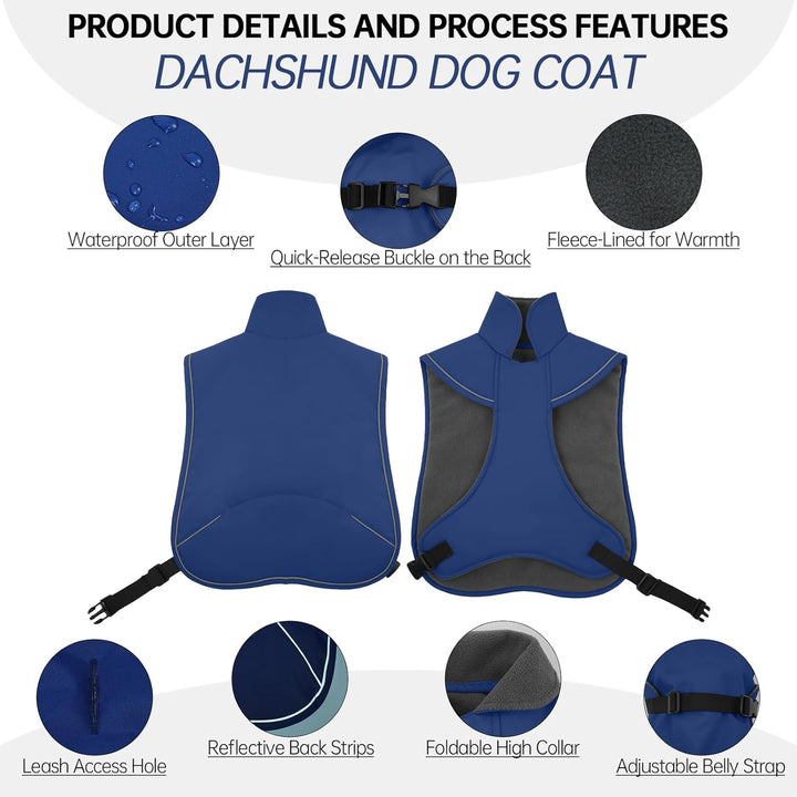 Hundemantel Dackel XS, Winddichter Wasserdichter Wintermantel Für Dackel Hunde, Hundejacke Für Gross