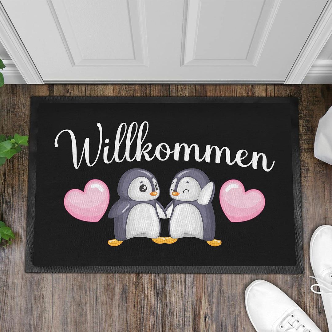 Trendation - Willkommen Fussmatte Grafik Schmutzfangmatte Geschenk Aussen Innenbereich 60x40 cm Wasc