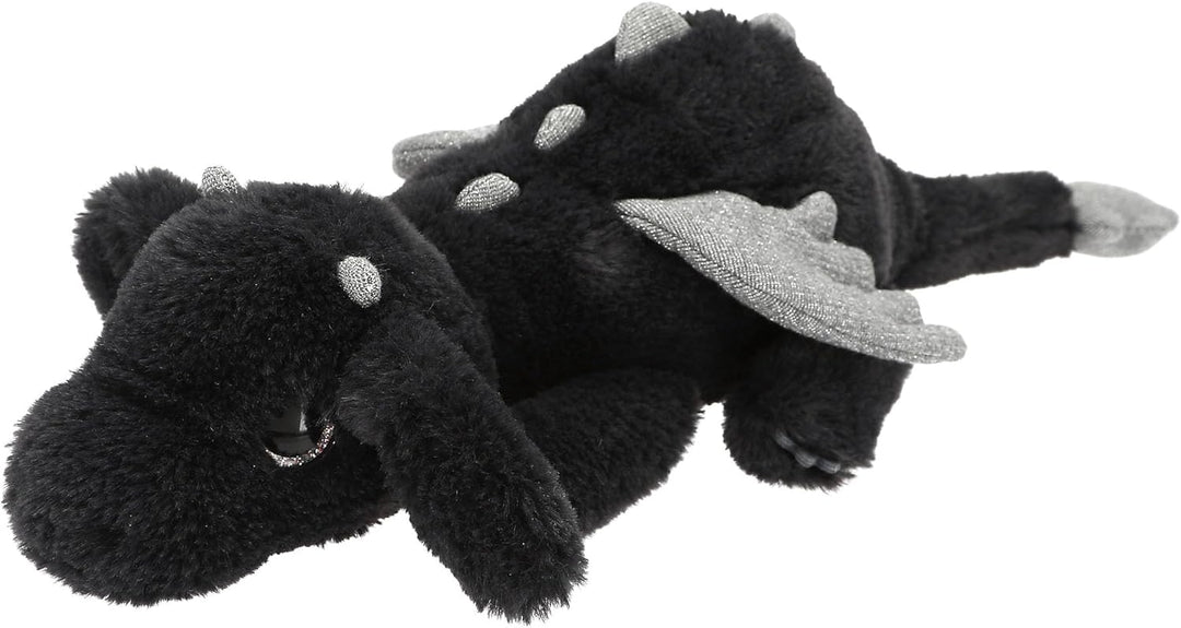 Depesche 14182 Snukis - Kuscheltier Drache in Schwarz und Silber, mit weichem Fell und Silber Glitze