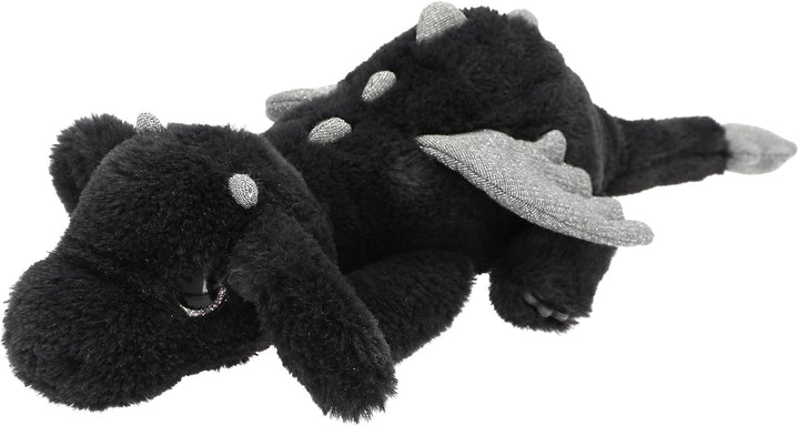 Depesche 14182 Snukis - Kuscheltier Drache in Schwarz und Silber, mit weichem Fell und Silber Glitze