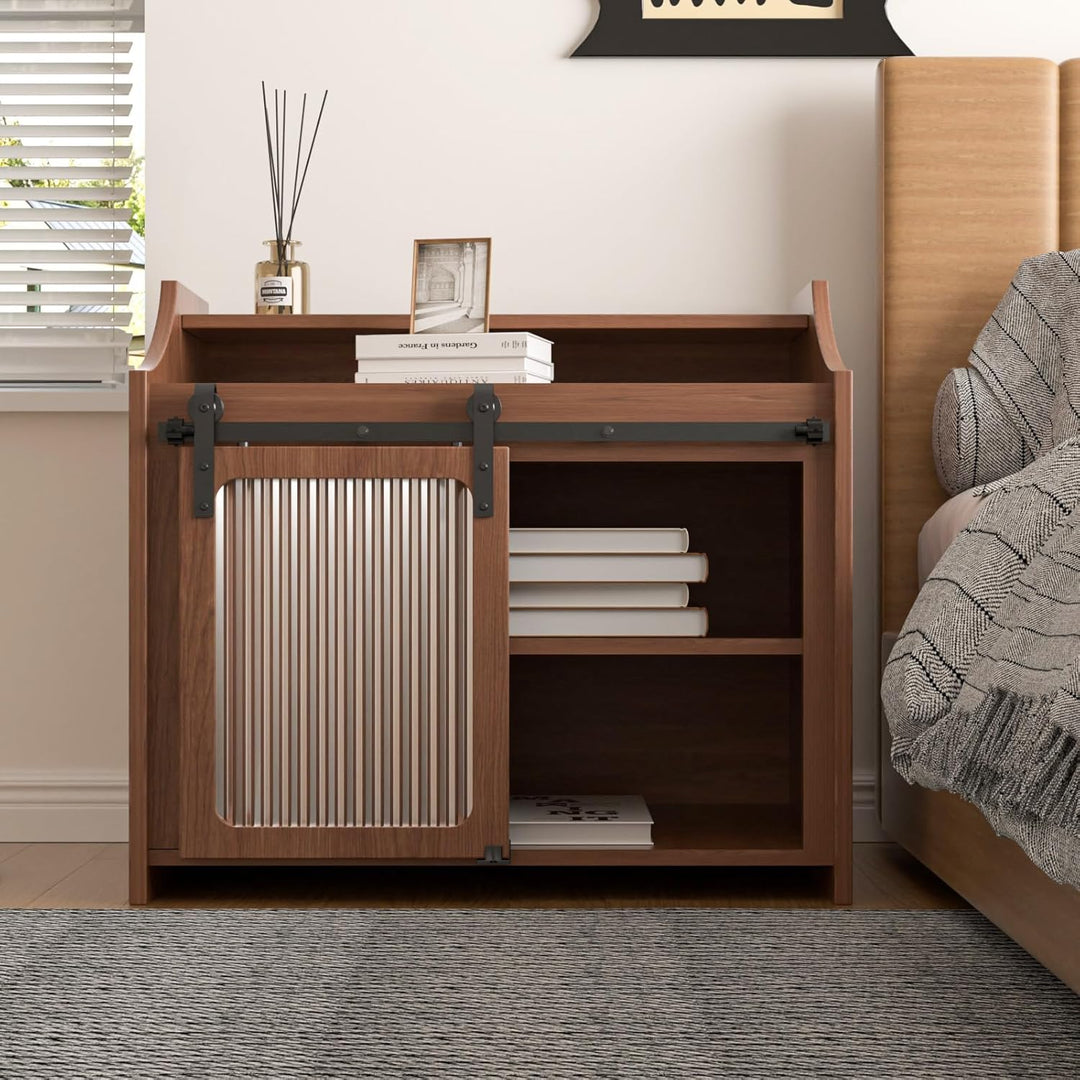 BONIKLUBA 3.5FT/108cm Mini Schiebetür-Hardware-Kit für Eintürige TV-Ständer, Kleiner Kleiderschrank