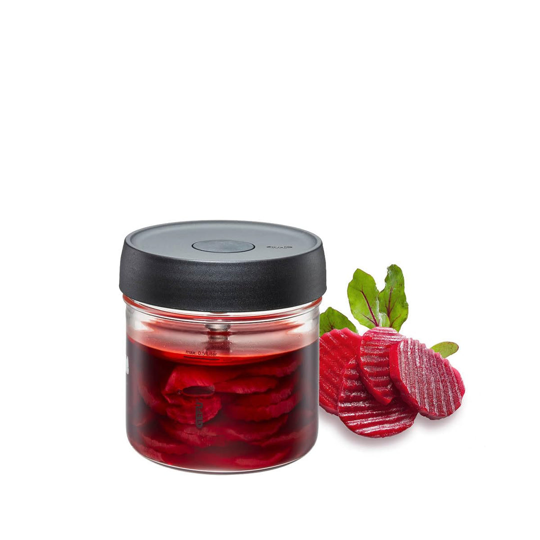GEFU Fermentierglas NATIVO 0,5 Liter, inkl. Beschwerungsgewicht, Fermentationsglas mit Gewicht und D