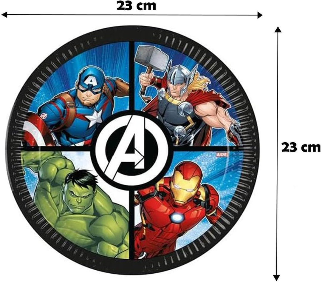 Isola Party Umweltfreundliches Avengers Mighty Geburtstagsparty-Set (16 Teller, 16 Tassen, 20 Servie