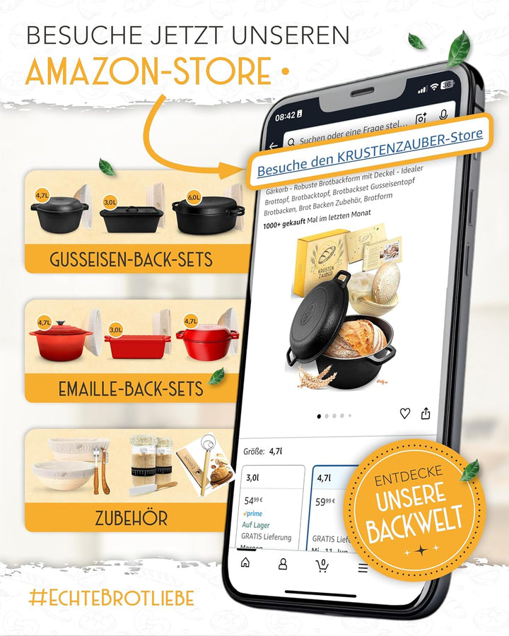 KRUSTENZAUBER Brotbackform mit Deckel im XXL-Set für selbstgebackenes Brot | Grosses Brotbackset als
