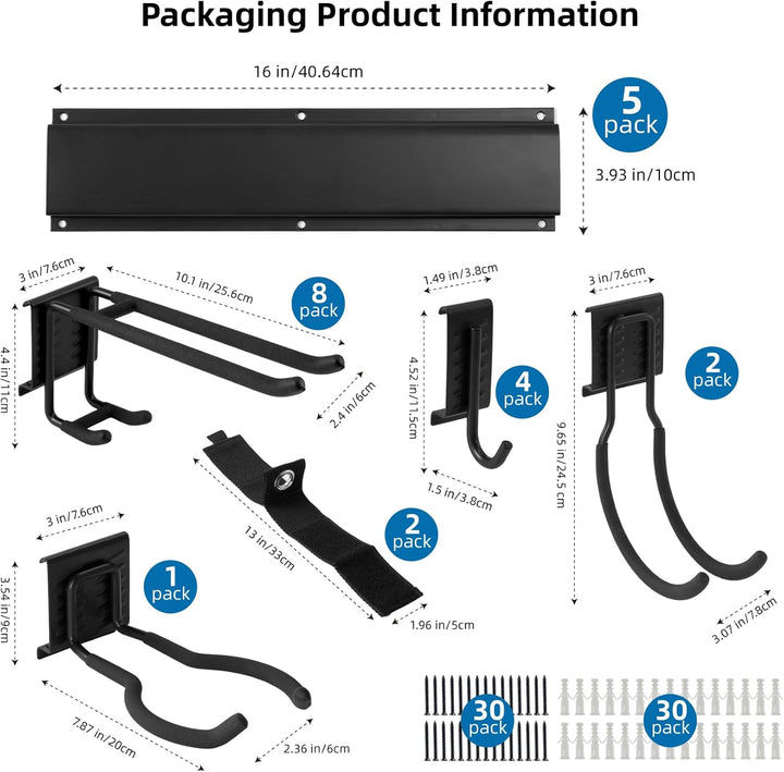 Sinoer Garage Tool Management Wall Rack, Metall-Gartengerätehalter,Garage Wall Management Storage Ra