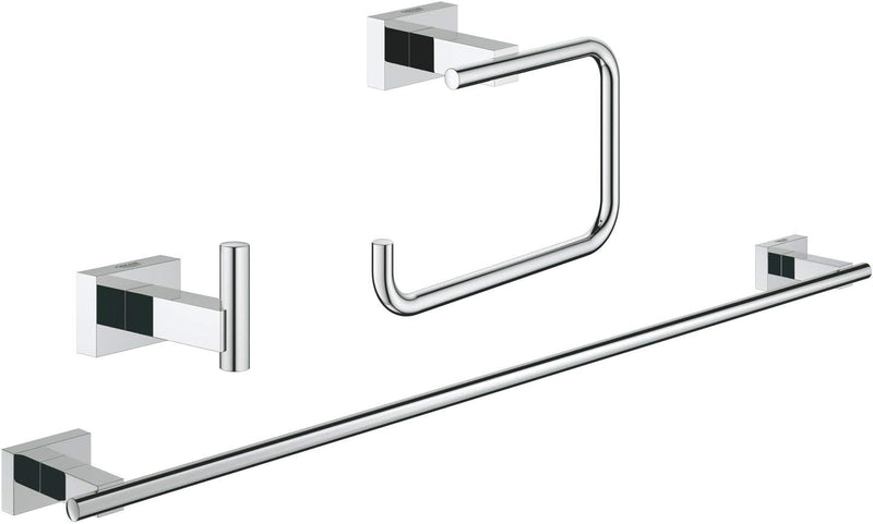 Grohe Essentials Cube Bad Set 3-in-1, chrom (40777001) 4-in-1 eckig Single, 4-in-1 eckig Single