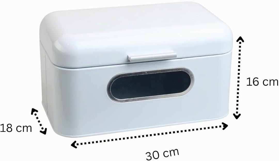MOON HOME Brotkasten mit Sichtfenster - Breadvault White, aus Edelstahl, Metall-Brotkasten mit optim