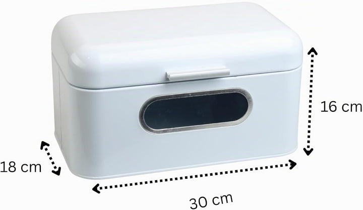 MOON HOME Brotkasten mit Sichtfenster - Breadvault White, aus Edelstahl, Metall-Brotkasten mit optim