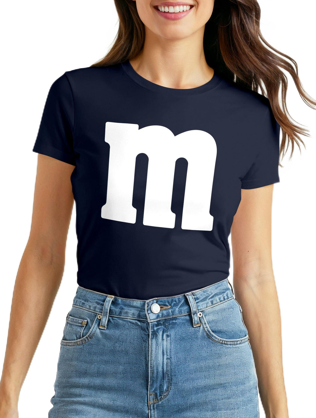 MoonWorks® Damen T-Shirt Gruppen-Kostüm M Aufdruck Kostüm Idee Fasching Karneval Verkleidung Mm Navy