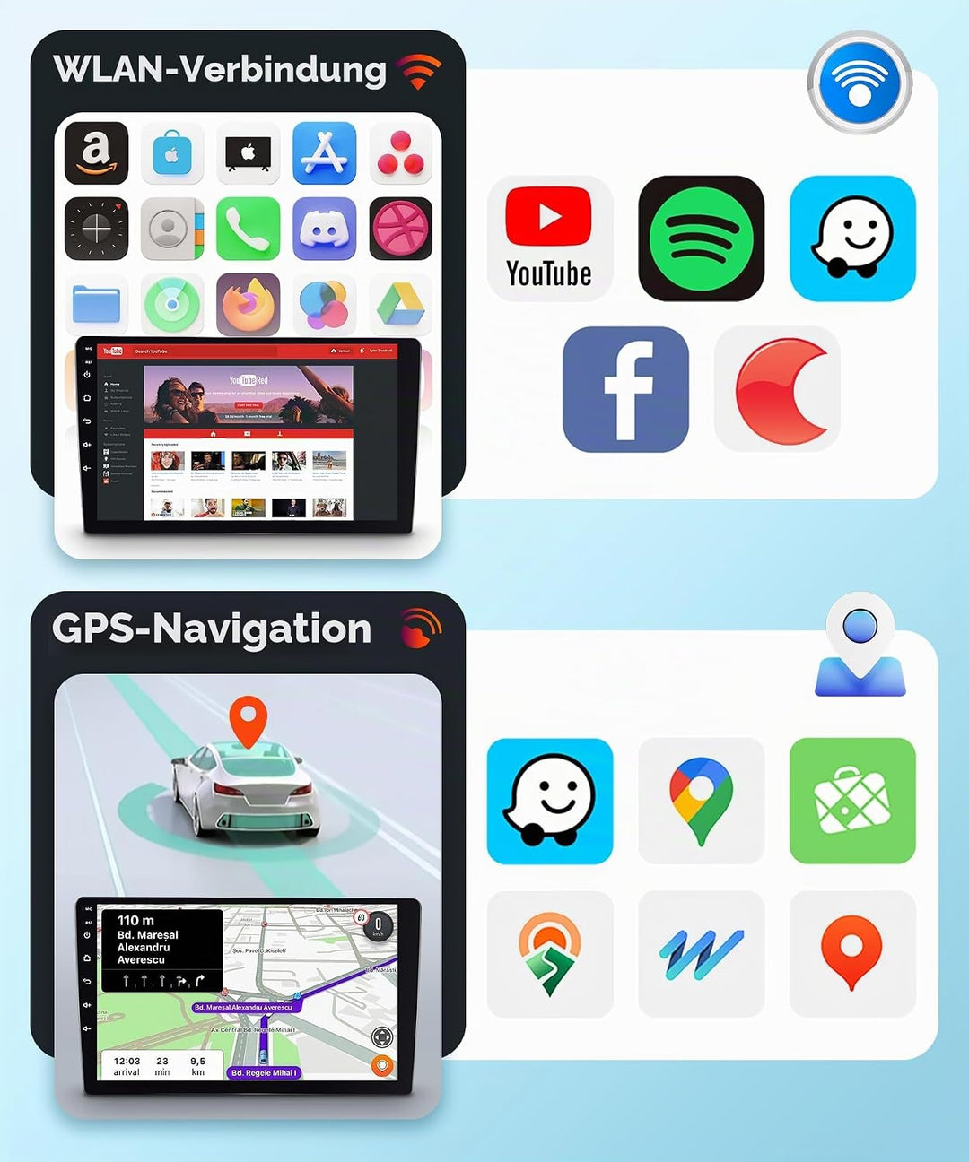 4 Core 64G Hodozzy Carplay Autoradio für Mercedes Benz C-Klasse W203 CLC-Klasse W203, 7 Zoll Touchsc