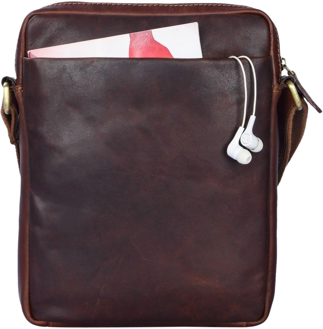STILORD 'Moritz' Kleine Ledertasche Umhängetasche braun Vintage Messenger Bag für Herren mit vielen