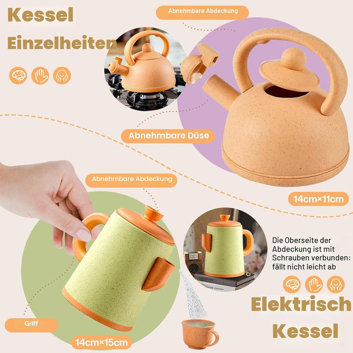 49 Stück Kinderküche Zubehör, Spielküche Zubehör, Puppenküche Zubehör, Matschküche Kinder Outdoor, K