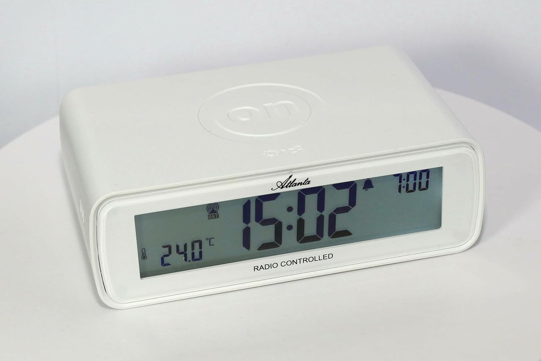 Atlanta Funkwecker digital LCD Flip Clock Licht Snooze Repetition Crescendo Alarm - 1874/0 (Weiss),