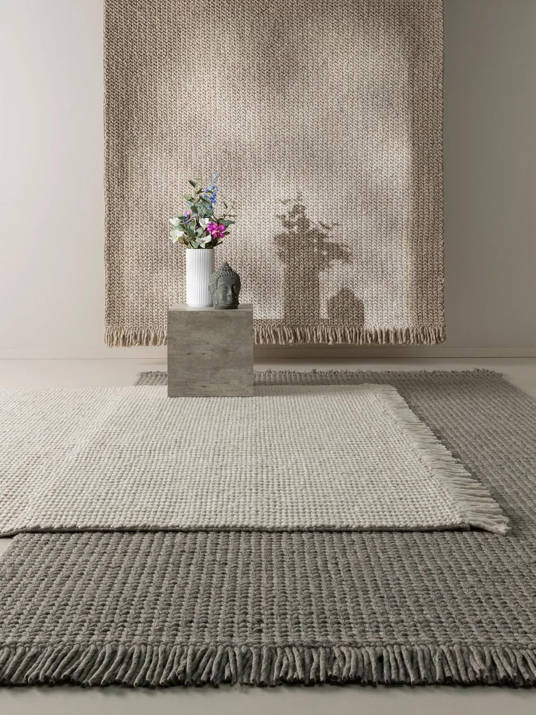 benuta Pure Wollteppich Velma - Wolle handgewebt - Rechteckig &amp; im Style:  Geometrisch, Zickzack, Bo