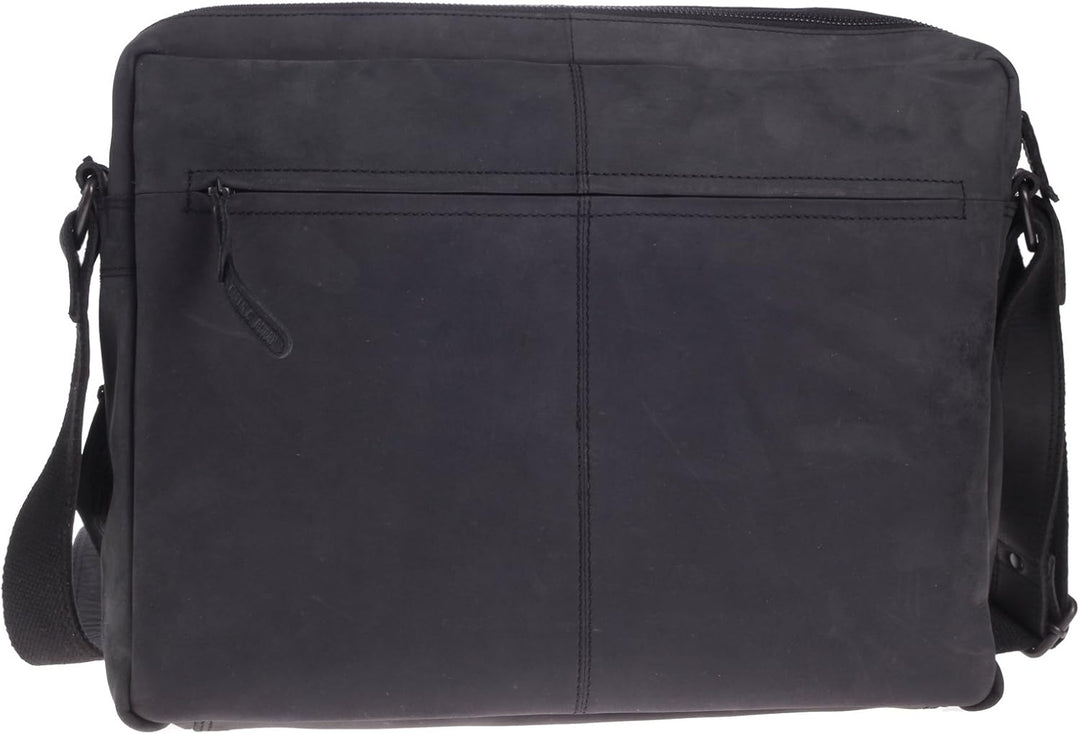 Greenburry Vintage Revival Leder Messenger Schultertasche Umhängetasche 1963-22 Schwarz, Schwarz