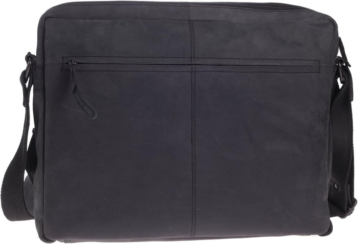 Greenburry Vintage Revival Leder Messenger Schultertasche Umhängetasche 1963-22 Schwarz, Schwarz