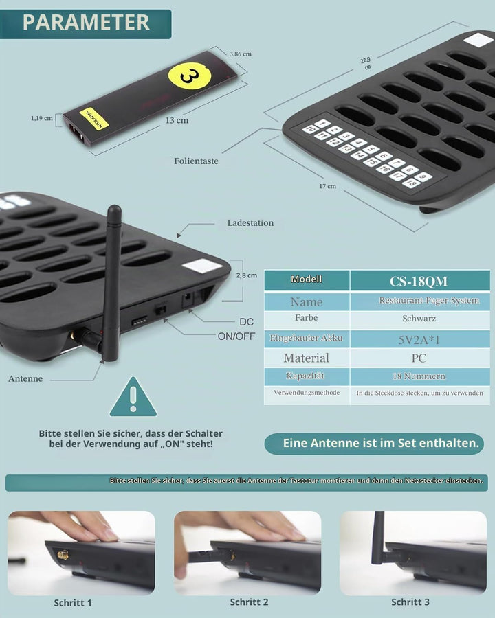 WNKRUN Pager Rufsystem Drahtloses, Restaurant Pager System Drahtloses Rufsystem Draussen 800M, Anruf