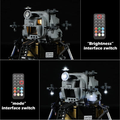 GEAMENT LED Licht-Set (Fernbedienung) Kompatibel mit Lego NASA Apollo 11 Moon Landing Barrier - Bele