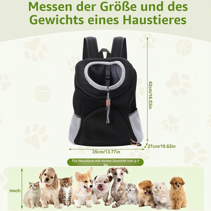 Hundetransportrucksack, Hundevorderrucksack, Haustiertransportrucksack, Fronttragerucksack, belüftet