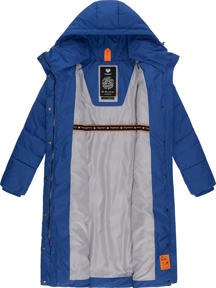 Ragwear Damen Winterjacke langer Regenmantel Steppmantel wasserdicht warm gefüttert mit Kapuze Sumin