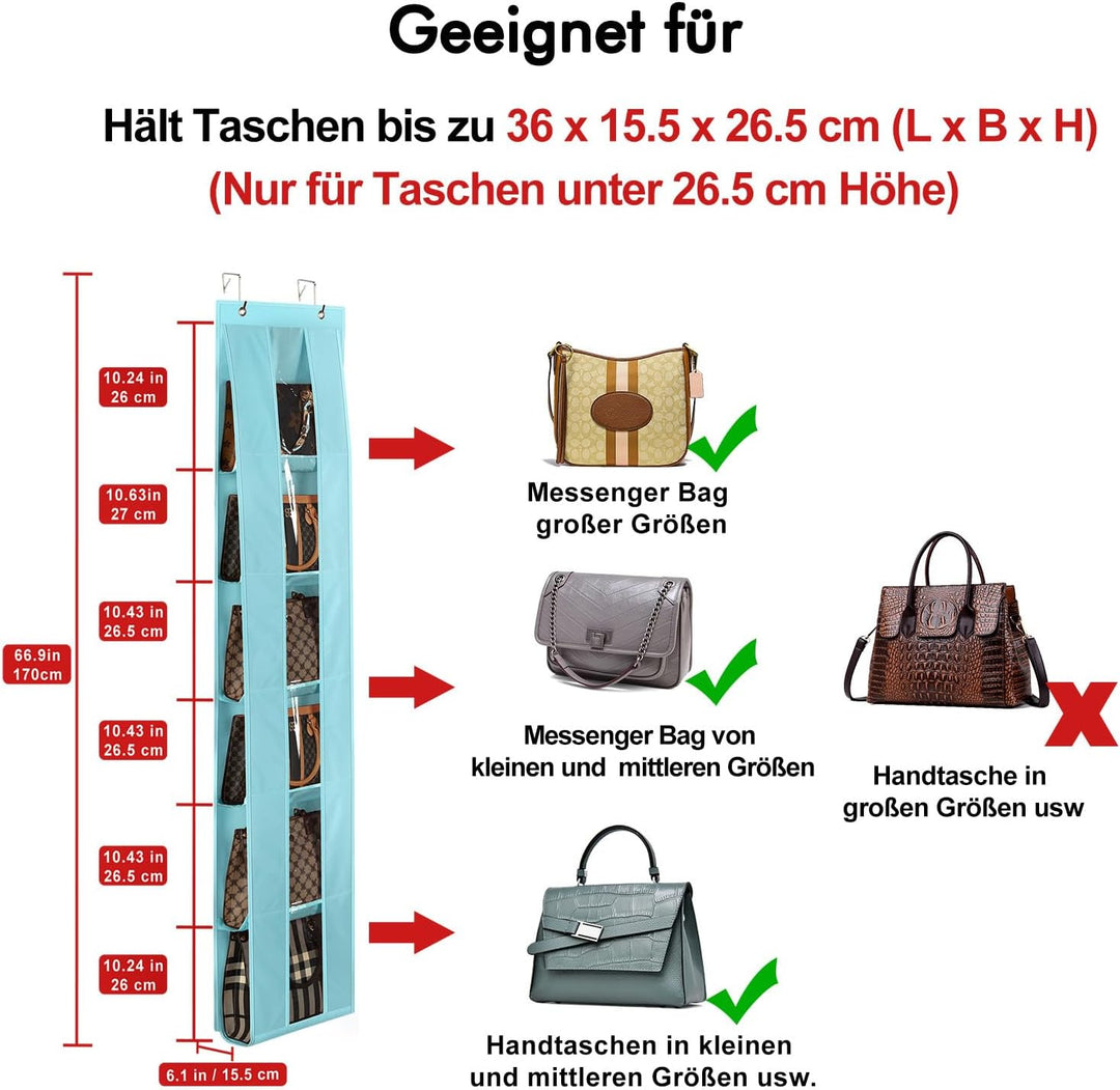 Lirex Handtaschen Organizer Über Tür, 2er Set mit 6 Etagen, platzsparender Organizer zur Aufbewahrun