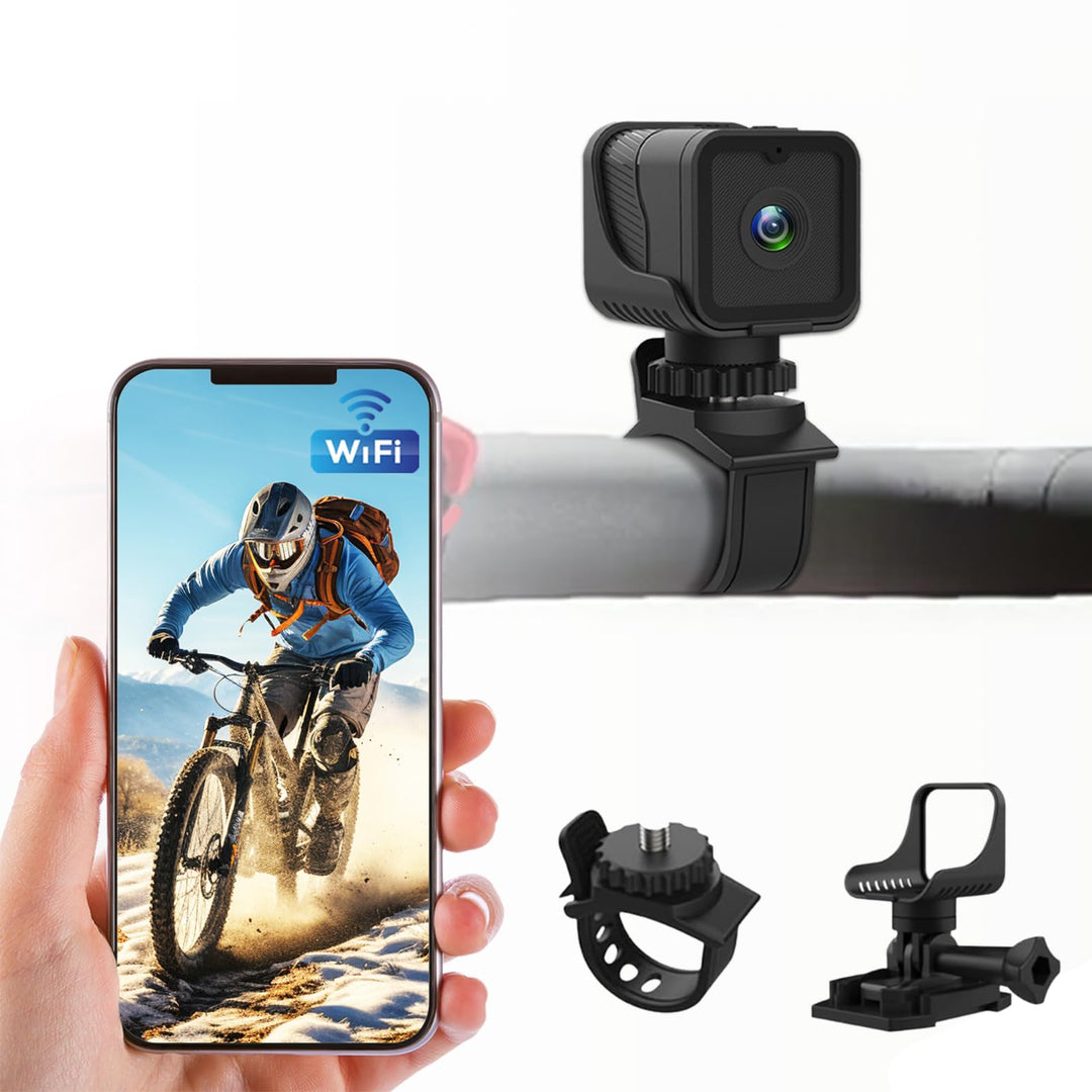 Mini Action Cam, WiFi 1080P HD & 120° Weitwinkel Helmkamera, 4 Stunden grosser Akku Actionkameras mi