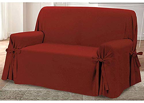 Homelife Sofabezug Rot & Couch Überzug | weicher Sessel & Sofa Überzug & Sofaüberwurf Decke einfarbi