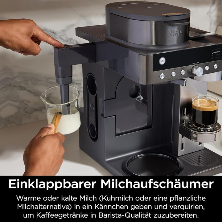 Ninja Prestige 2-in-1 Filterkaffee- und Kapselmaschine mit integriertem Milchaufschäumer, für Latte,