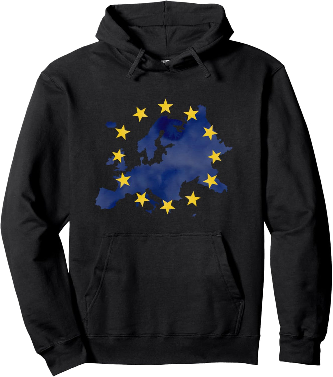 Europa Karte Europäische Union Gelbe Sterne Sternennacht EU Pullover Hoodie