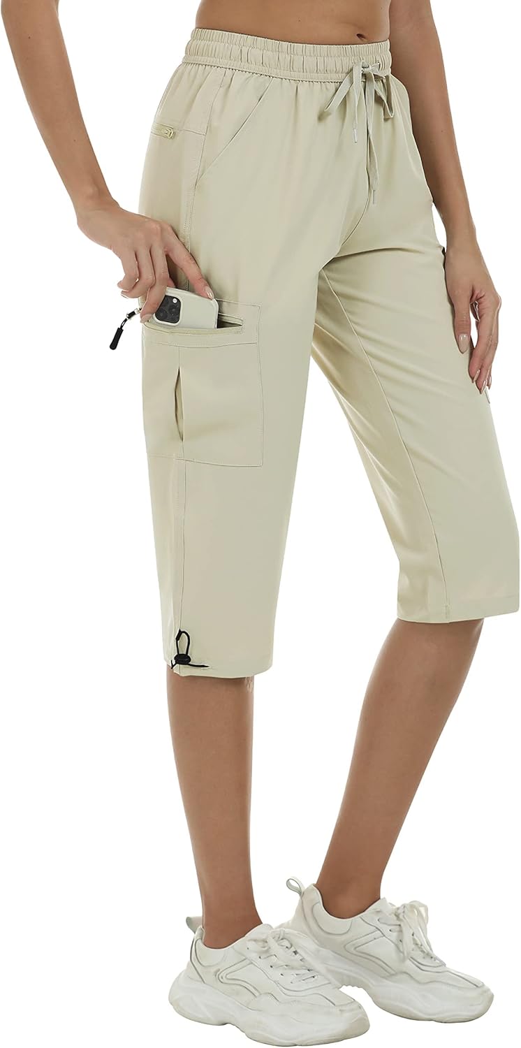 MoFiz Cargo Shorts Damen Wandershorts Lightweight Trekking Caprihose Sommer Outdoorhose mit Reissver