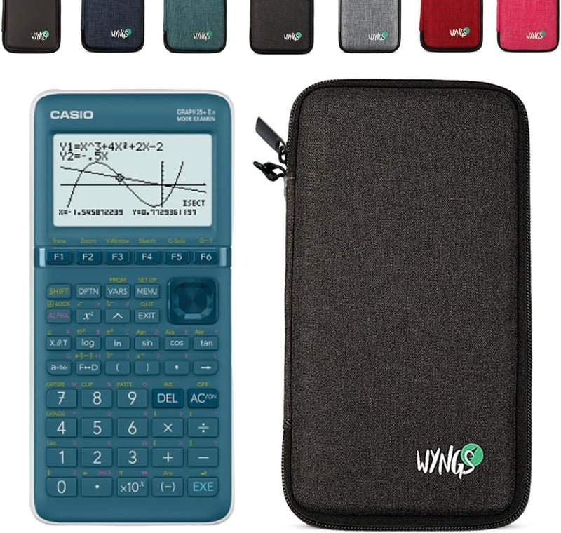 CALCUSO Sparkpaket: Casio Graph 25 E II + WYNGS Schutztasche dunkelgrau + Erweiterte Garantie von CA