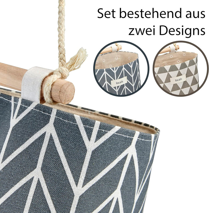 LOCALIS Hängeaufbewahrung - 2er Set - Stoff, mit Innenfutter - 14 x 14 x 19 cm (LxBxH) - Hängeorgani