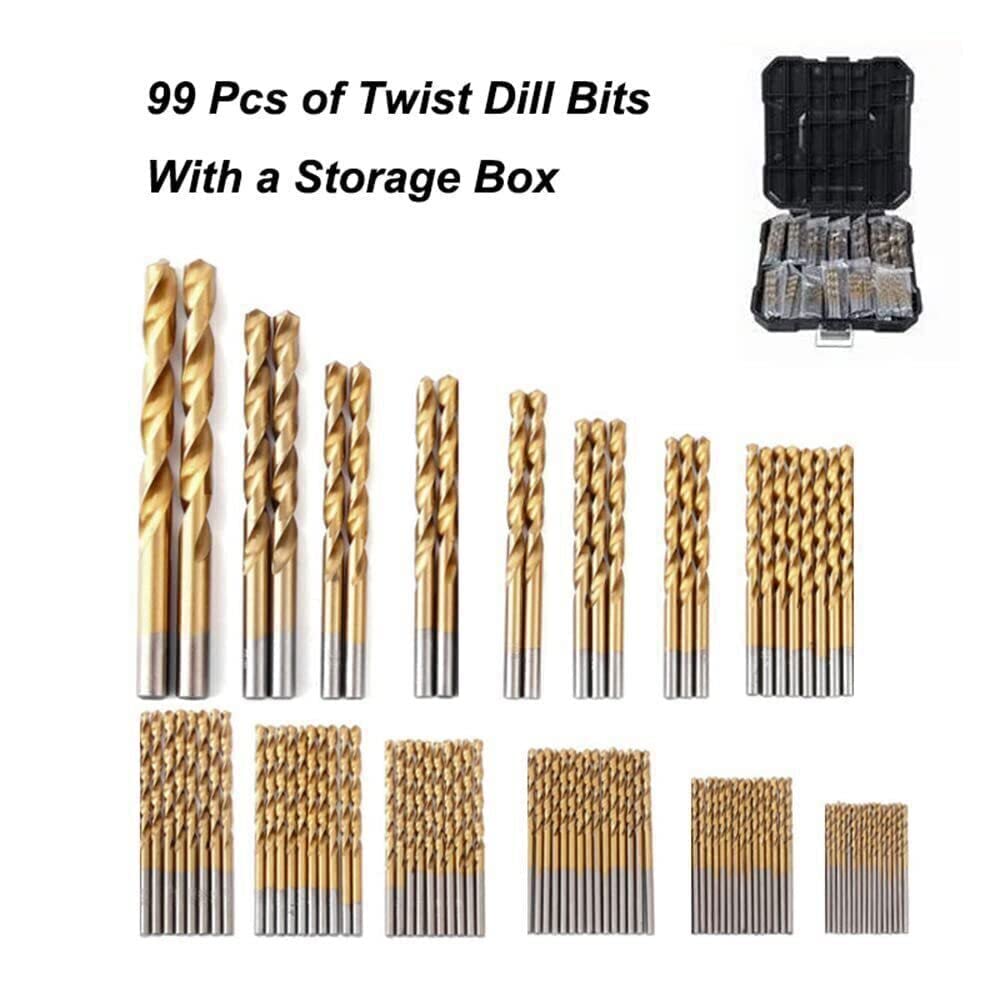 Titan-Bohrer-Set – 99 Stück/Set, Hochgeschwindigkeitsstahl von 1/16 Zoll bis 3/8 Zoll Spiralbohrer-S