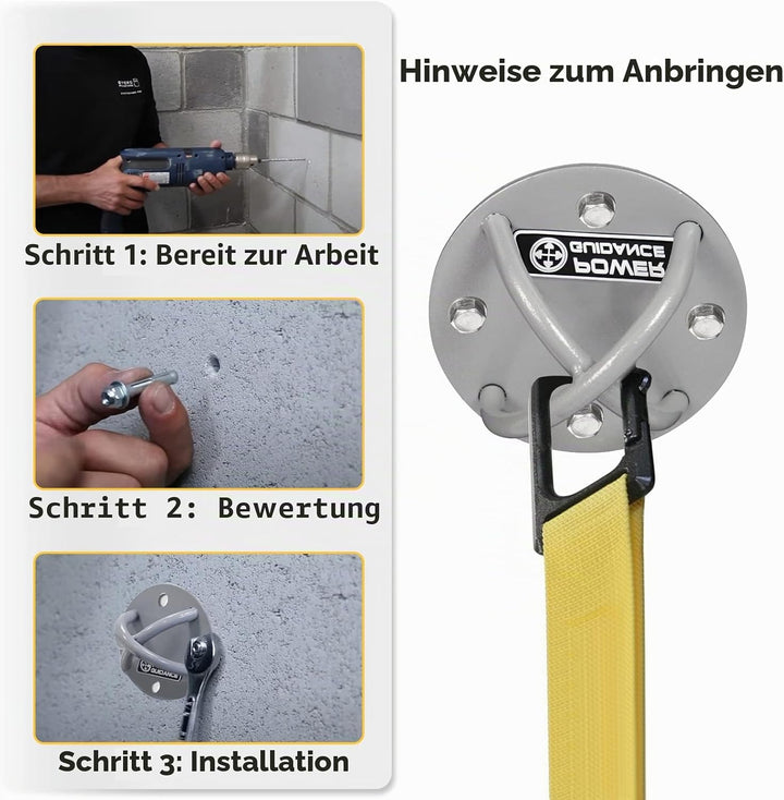 POWER GUIDANCE Hook Wandhaken Deckenanker -Ceiling Anchor Wandhalterung für Aufhängegurte, Gymnastik