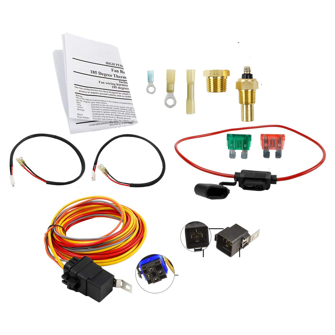 Dual Electric Cooling Fan Wiring Install Kit 185 Degree On 165 Off Engine Fan Thermostat Temperature