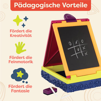B. toys Tragbare Maltafel für Kinder mit Kreidetafel und Whiteboard – mit Zubehör Kreide, Schwamm, W