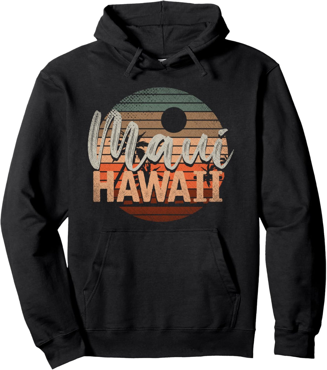 Tropischer Sommerurlaub Palmen Strand Retro Maui Hawaii Pullover Hoodie