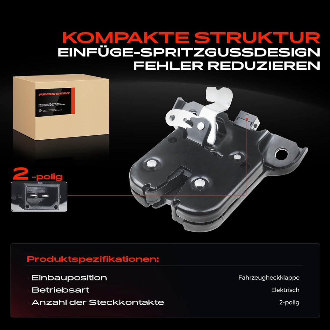 Frankberg 1x Heckklappenschloss Kompatibel mit A3 8P1 Alle Motoren Schrägheck 2003-2012 Replace# 8P3