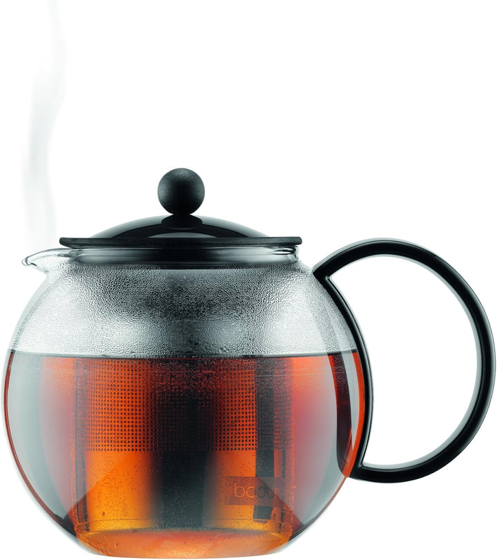 Bodum 1812-01 assam Teebereiter (French Press System, Permanent Edelstahlfilter), 0,5 liters schwarz
