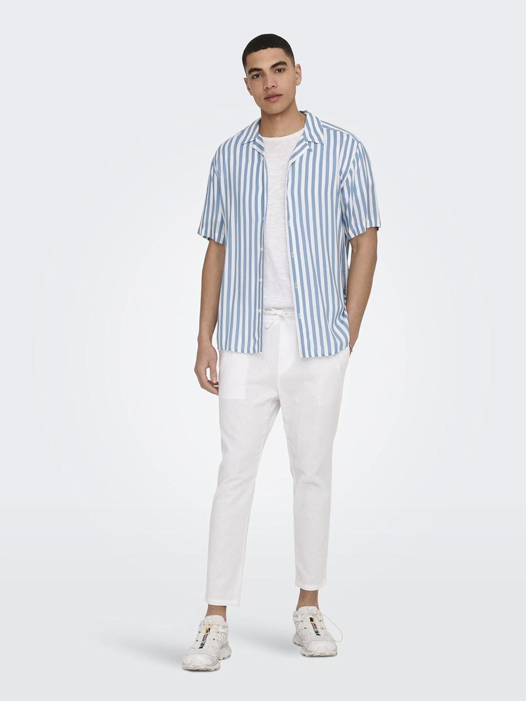 ONLY & SONS Herren Sweatpant ONSLINUS Crop LIN - Tapered Fit - XS S M L XL XXL, Bright White