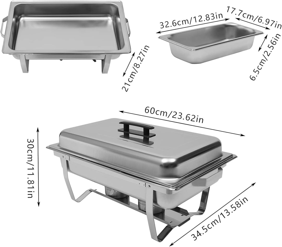 Edelstahl Buffetwärmer Speisenwärmer Chafing Dish Buffet Set - Food Warmer Warmhaltebehälter 8L Spei