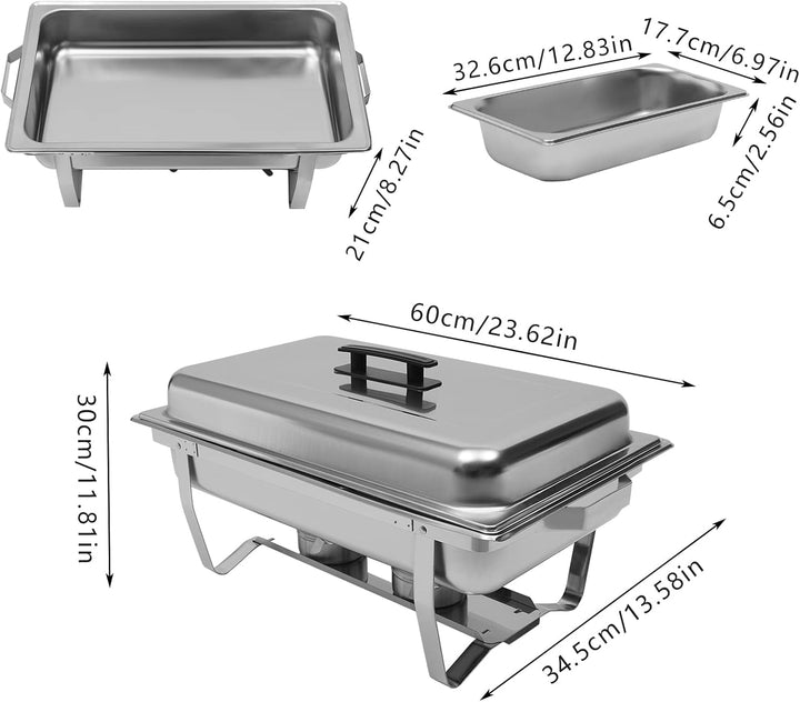 Edelstahl Buffetwärmer Speisenwärmer Chafing Dish Buffet Set - Food Warmer Warmhaltebehälter 8L Spei
