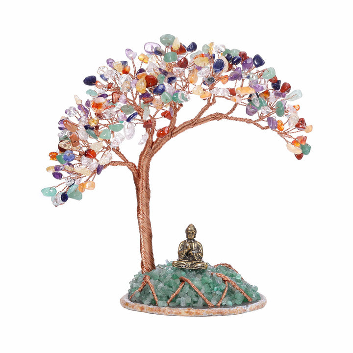 JSDDE Feng Shui Baum Lebensbaum Deko Buddha Figur Geldbaum mit Achat Basis Heilstein Glücksbringer B