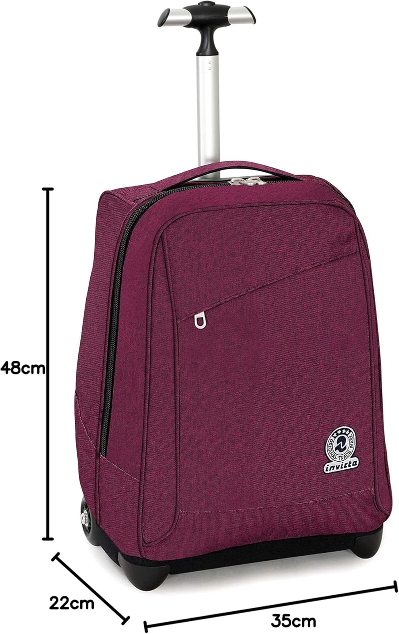 TROLLEY INVICTA BENIN, 2 in 1, Schulranzen mit Rollen, Rucksack mit Trolleyfunktion für Schule, Reis