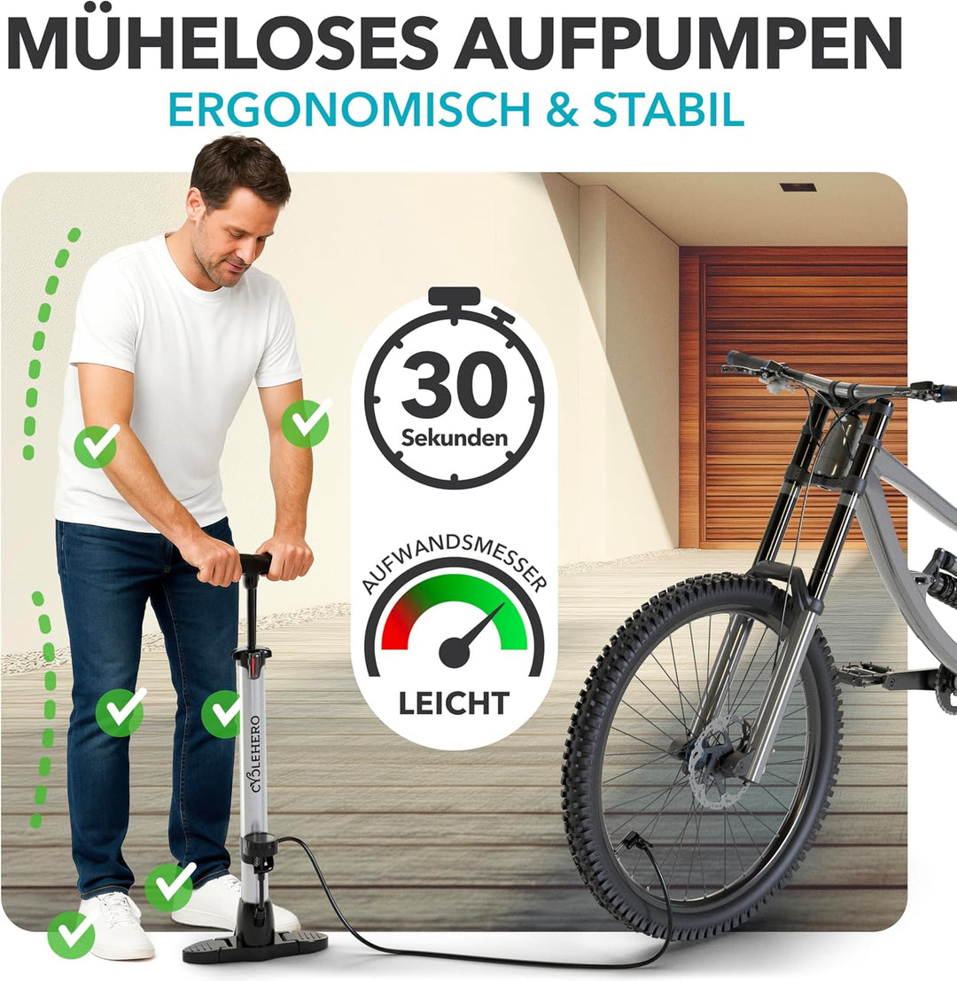 Fahrradpumpe alle Ventile Test SEHR GUT - 10 Jahre Garantie Leistungsstarke Fahrrad Pumpe Luft – Ren