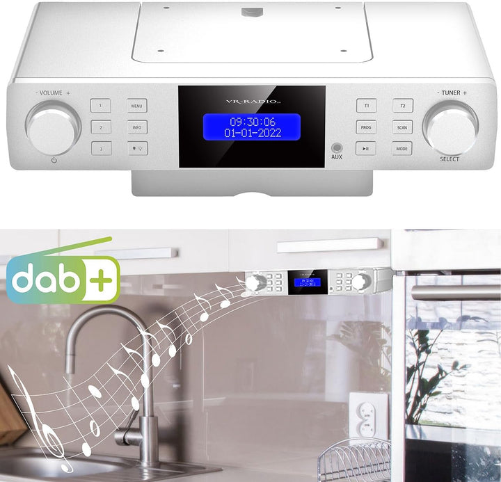 VR-Radio Digitalradio: Unterbau-Küchenradio DAB+/UKW, RDS, Wecker, Timer, LCD-Display, AUX (Unterbau